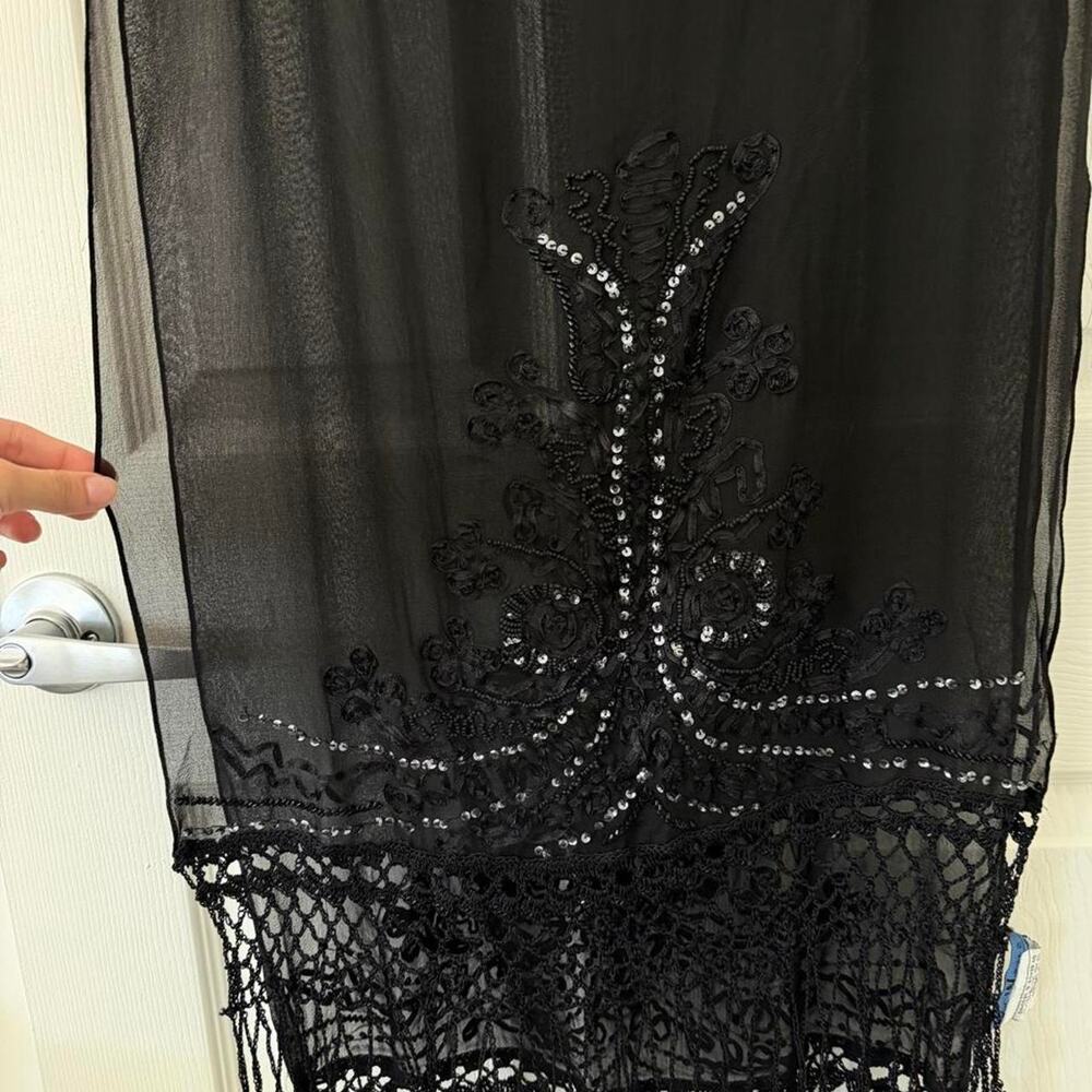 Vintage Sue Wong Black Silk Scarf - Picture 5 of 8